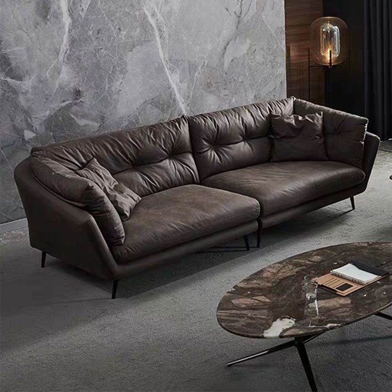 フェイクレザータフテッドコンテンポラリーフレアアームステイン耐性ソファソファ