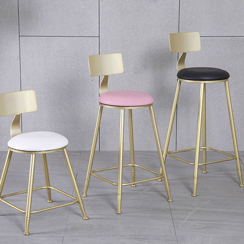 Glam Armless Backrest Counter Stool Steel Cafe Bar Stool with Velvet Cushion and Pedal Clearhalo 'Bar Furniture' 'Bar Stools' 'bar_stools' 'furn' 'furn_bar_stools' 'furniture_bar_stools' 'Kitchen & Dining Furniture' 'kitchen&dining_furn' 'kitchen' 'kitchen_furn' Furniture' 1200x1200_b7df36a8-c1e4-447b-ad7e-9627d2df3fad