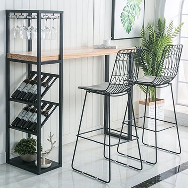 Bar Height Pub Table Glam Rectangle Solid Wood Bar Table with Storage Clearhalo 'Bar Furniture' 'Bar Tables' 'bar_tables' 'furn' 'furn_bar_tables' 'Furniture' 'Kitchen & Dining Furniture' 1200x1200_b7e04f65-d44e-48c2-a62b-d0788a05e992