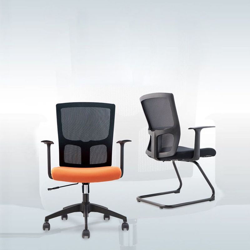 Contemporary Mid Back Office Chair with Fixed Arms Microfiber Task Chair with Black Frame Clearhalo 'furn' 'furn_office_chair' 'Furniture' 'furniture_office_chair' 'Office Chairs' 'Office Furniture' 'office_chair' 1200x1200_b7e12f5e-1c65-43bb-af9b-738c0fe81504