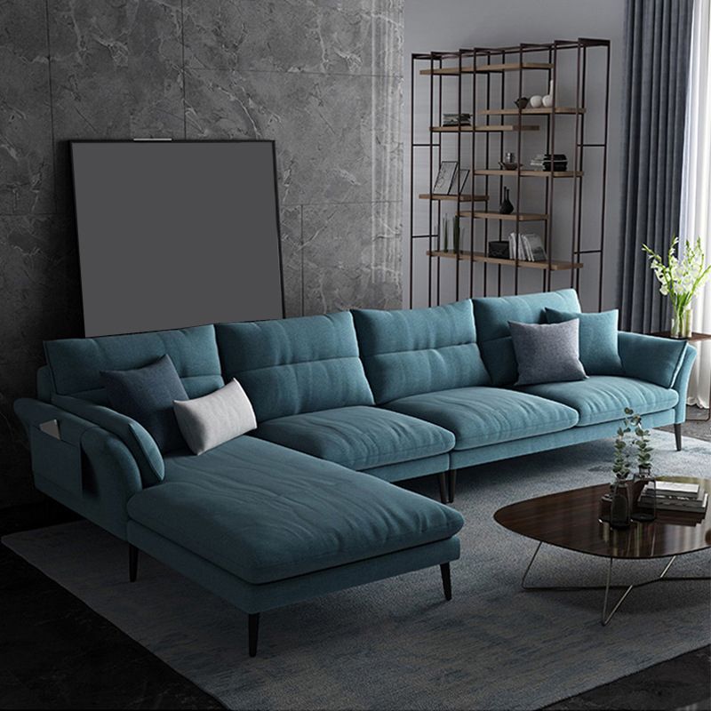 Flared Arm Fabric Sectional with Storage 4-seater Sofa & Chaise Clearhalo 'furn' 'furn_sectionals' 'Furniture' 'Living Room Furniture' 'Sectionals' 1200x1200_b7e2a028-abc5-4965-9755-22182843c5e2