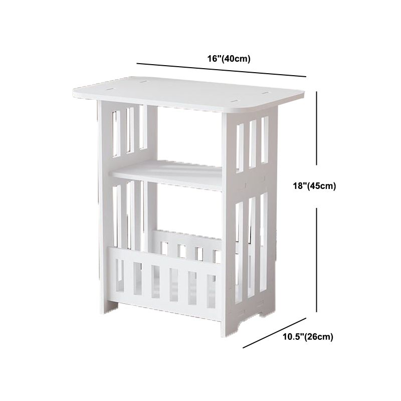 Comodino moderno imitazione in legno maglia aperta scaffale bianco incluso tavolo da notte
