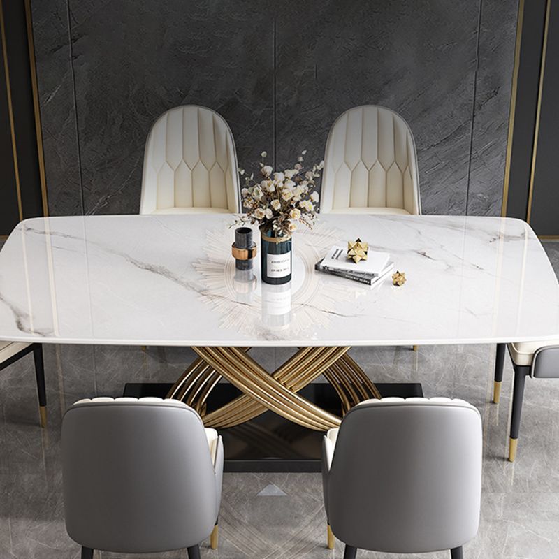 Nordic Glam Rectangle Sintered Stone Table Set 1/4/5/7 Pieces Dining Set Clearhalo 'Dining Room Sets' 'Dining Tables & Seating' 'dining_room_set' 'furn' 'furn_dining_room_set' 'Furniture' 'Kitchen & Dining Furniture' 1200x1200_b7e433e7-51e8-4ad7-9145-20a70758f2ce