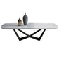 Glam rechthoekige witte salontafel met marmeren blad en stalen onderstel