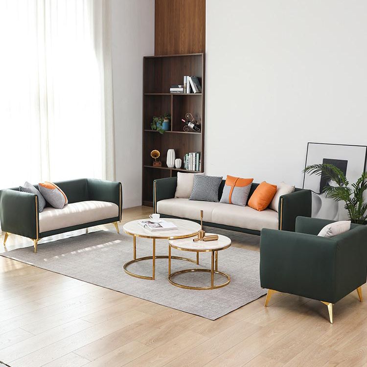 Glam Square Arm Sofa 29.13" High Faux Leather Sofa Stain Resistant