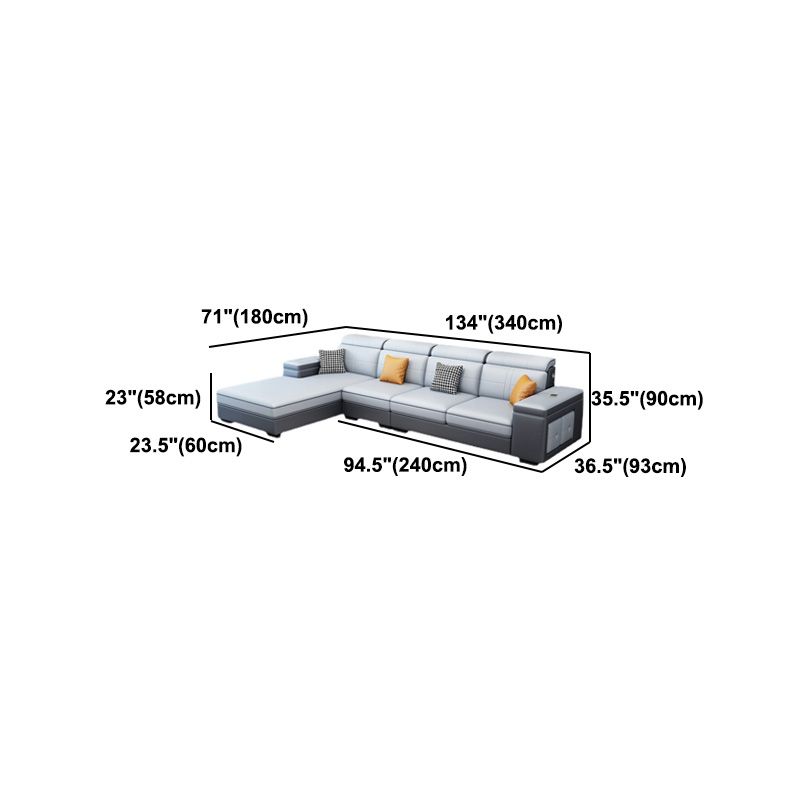 4-seat Mid Century Modern Sofa & Chaise Sewn Pillow Back Sofa Clearhalo 'furn' 'furn_sectionals' 'Furniture' 'Living Room Furniture' 'Sectionals' 1200x1200_b7e60d09-33dd-4045-b494-83fa3ada6a42