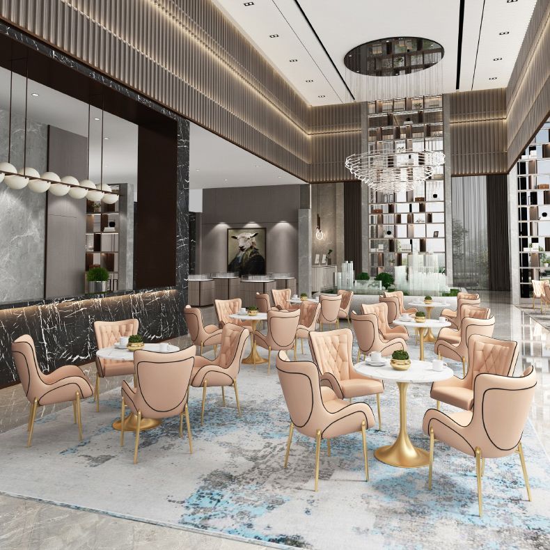 1/3/4/5 Pcs Glam Style Dining Room Set with Round Table and Metal Base Dining Set Clearhalo 'Dining Room Sets' 'Dining Tables & Seating' 'dining_room_set' 'furn' 'furn_dining_room_set' 'Furniture' 'furniture_dining_room_set' 'Kitchen & Dining Furniture' 'kitchen&dining_furn' 'kitchen' 1200x1200_b7e6359b-4144-4b8c-a67f-de7b51a75e7b