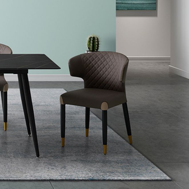 Minimalist Style Leather Dining Side Chair Wingback Armless Dining Chair Clearhalo 'Dining Chairs' 'Dining Tables & Seating' 'dining_chair' 'furn' 'furn_dining_chair' 'Furniture' 'furniture_dining_chair' 'Kitchen & Dining Furniture' 1200x1200_b7e6d682-a761-4ba7-9be1-132967e7b200