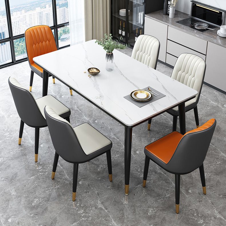 Industrial Kitchen Rectangle Shape Table Sintered Stone Top Dining Table with 4 Legs Base Clearhalo ' dining_table' 'Dining Tables & Seating' 'Dining Tables' 'furn' 'furn_dining_table' 'Furniture' 'furniture_dining_table' 'Kitchen & Dining Furniture' 'kitchen&dining_furn' 'kitchen' 'kitchen_dining_table' 1200x1200_b7e734fe-51d2-42f7-919a-459b946ca549