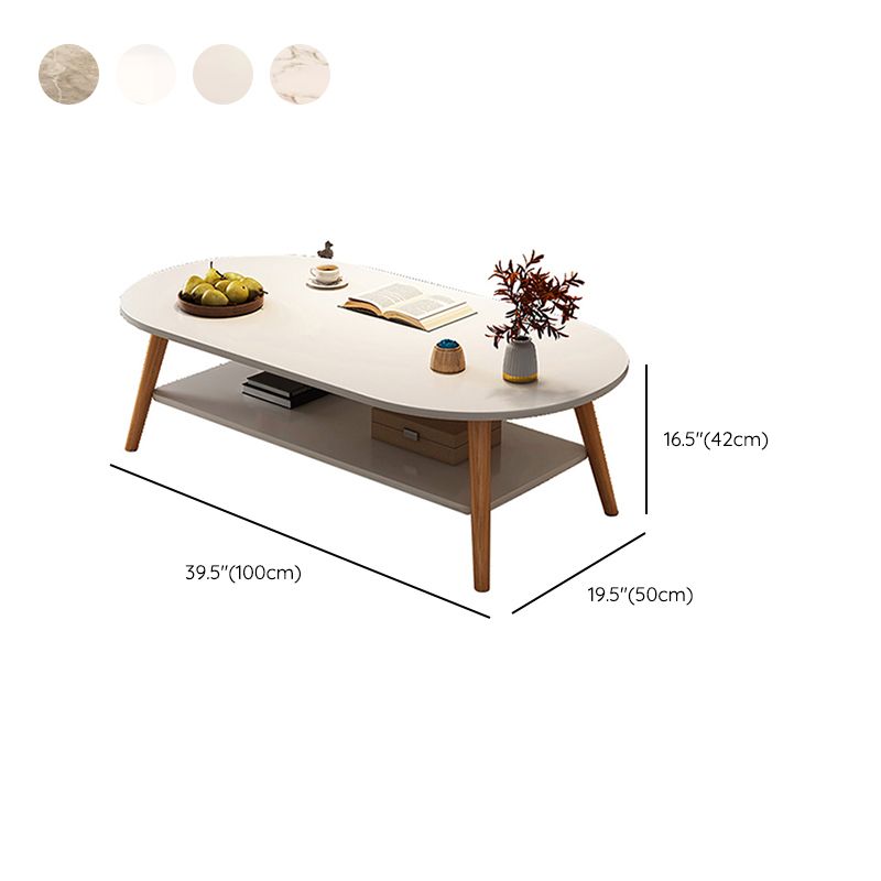 Modern Wood Cocktail Table 4 Legs Coffee Table with Storage Shelf Clearhalo 'Coffee & Accent Tables' 'Coffee Tables' 'coffee_tables' 'furn' 'furn_coffee_tables' 'Furniture' 'Living Room Furniture' 1200x1200_b7e7f4aa-1bae-4b27-86eb-6a20e789640e