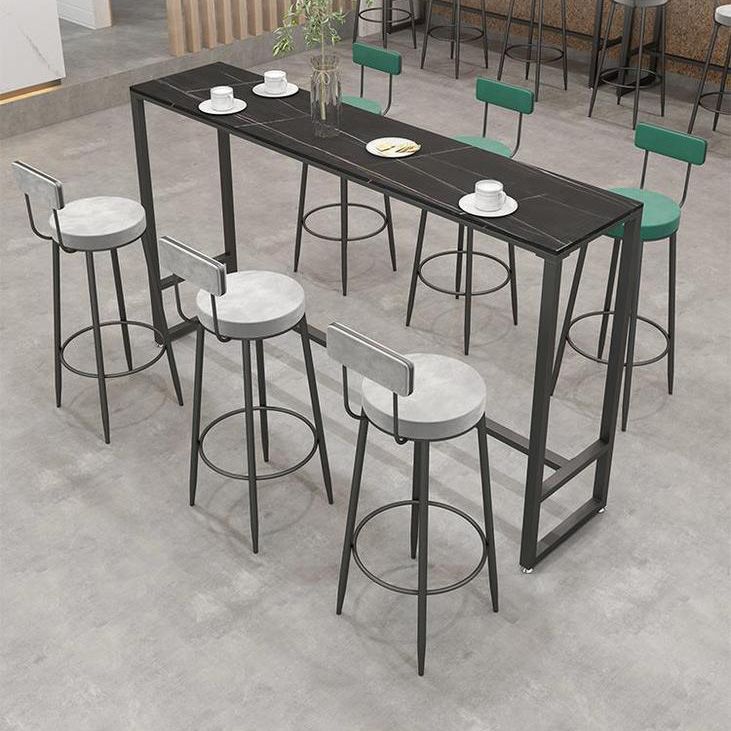 Stone Bar Dining Table Industrial Rectangle Bar Table with Black Base Clearhalo 'Bar Furniture' 'Bar Tables' 'bar_tables' 'furn' 'furn_bar_tables' 'Furniture' 'furniture_bar_tables' 'Kitchen & Dining Furniture' 1200x1200_b7e89fbd-f6c2-49bf-a3a2-a062ada2abee