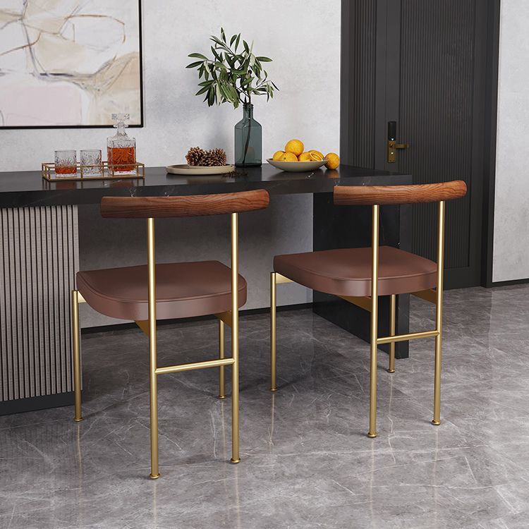 Glam Style Faux Leather Dining Chair Open Back Dining Side Chair for Home Clearhalo 'Dining Chairs' 'Dining Tables & Seating' 'dining_chair' 'furn' 'furn_dining_chair' 'Furniture' 'furniture_dining_chair' 'Kitchen & Dining Furniture' 1200x1200_b7e8b644-2c23-493a-a142-8ed9c06a9246