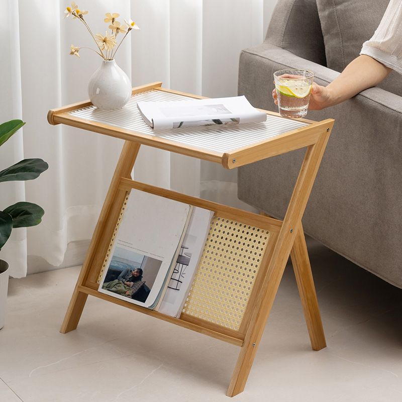 Asian Style Accent Side Table Wood and Glass with Storage and Shelf Corner Table Clearhalo 'Coffee & Accent Tables' 'End & Side Tables' 'end_side_tables' 'furn' 'furn_end_side_tables' 'Furniture' 'Living Room Furniture' 1200x1200_b7ebe1af-97d2-45ff-808b-fbee38de2f2b