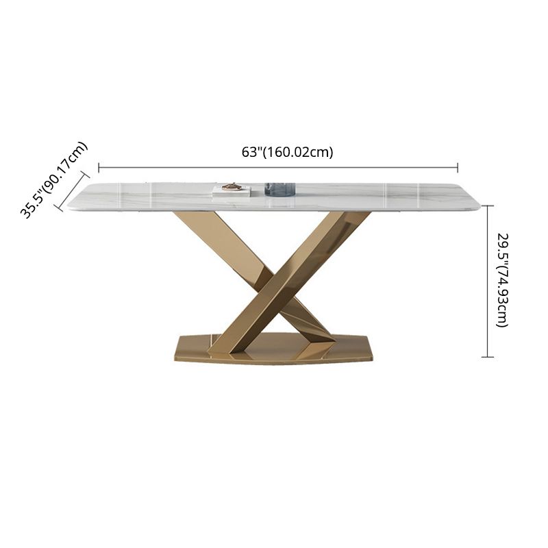 Modern Sintered Stone White Dining Set with Rectangle Table and Gold Legs Formal Dining Set Clearhalo 'Dining Room Sets' 'Dining Tables & Seating' 'dining_room_set' 'furn' 'furn_dining_room_set' 'Furniture' 'furniture_dining_room_set' 'Kitchen & Dining Furniture' 'kitchen&dining_furn' 'kitchen' 1200x1200_b7ec53f1-ef73-4b5a-88b6-c15b9d8de534