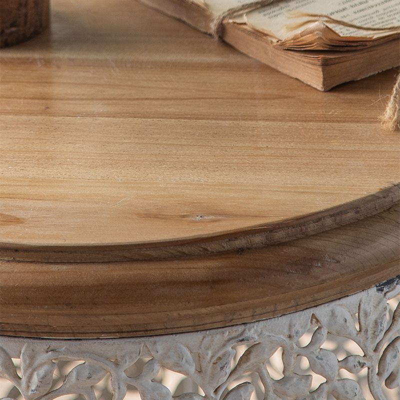 Tavolo d'angolo in campagna francese rotondo in legno solido tavolino