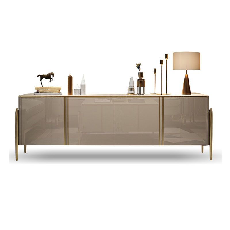 Moderner Glam -TV -Stand, geschlossene Speicher -TV -Konsole in Schwarz/ Gold