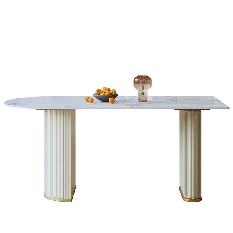 Modern Double Pedestal Dining Table Stone Table for Living Room Clearhalo 'Dining Tables & Seating' 'Dining Tables' 'dining_table' 'furn' 'furn_dining_table' 'Furniture' 'Kitchen & Dining Furniture' 1200x1200_b7ed44fe-9001-45cc-9c7f-8f3f09124628