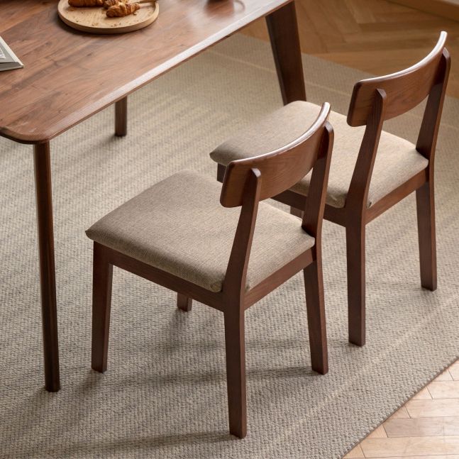 Eigentijdse gestoffeerde armloze stoel, indoor eiken eetstoel