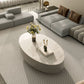 Glam Oval Slate Top Coffee Table 13.77" Tall Cocktail Table with Storage
