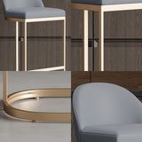 Glam Bucket Dining Stools Low Back Bar Stools with Gold Metal Base