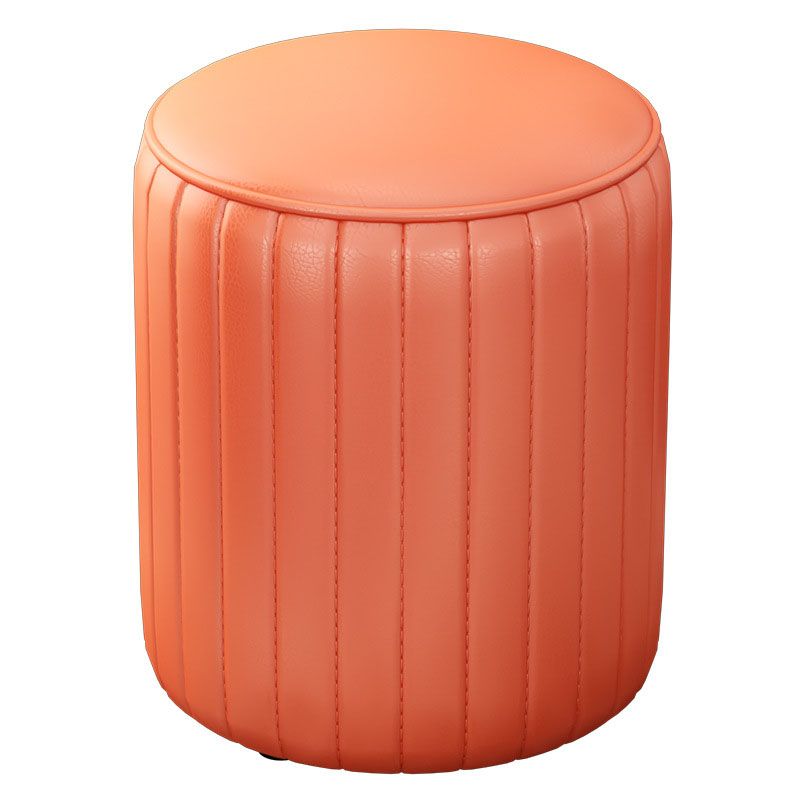 Solid Color Leather Standard Stool Modern Style Simple Round Cushion Stool Clearhalo 'furn' 'furn_ottomans_poufs' 'Furniture' 'Living Room Furniture' 'Ottomans & Poufs' 'ottomans_poufs' 1200x1200_b7efd1de-0bdc-41e5-b7d0-a2ceaa354141