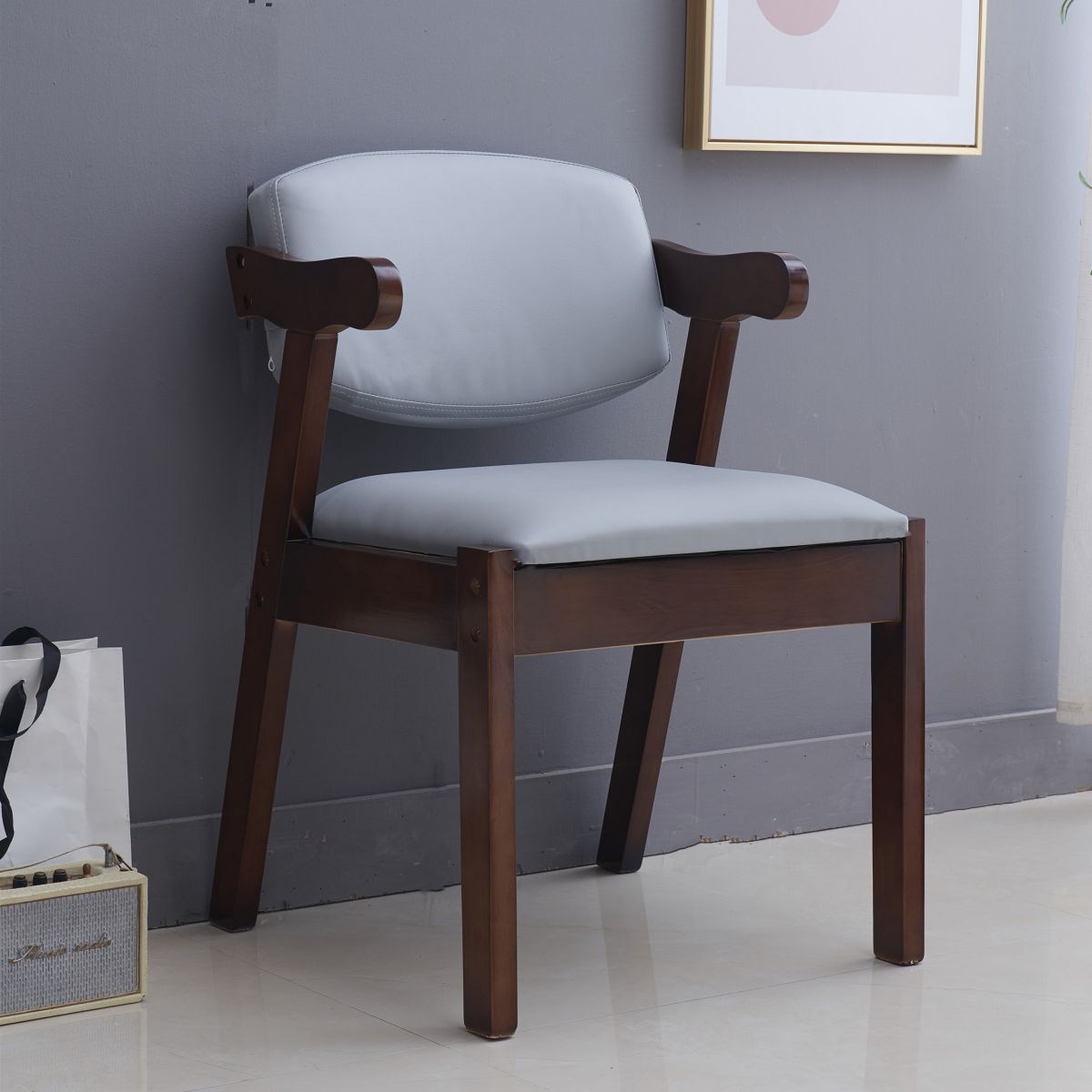 Contemporary Dining Arm Chair Open Back Side Chair with Wood Legs for Home Use Clearhalo ' kitchen&dining_furn' 'Dining Chairs' 'Dining Tables & Seating' 'dining_chair' 'furn' 'furn_dining_chair' 'Furniture' 'furniture_dining_chair' 'Kitchen & Dining Furniture' 'kitchen' 1200x1200_b7f0db91-e77e-4923-8ed7-c0dd558dbe3f