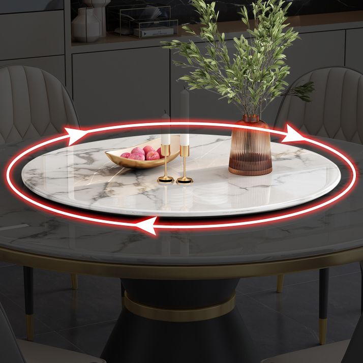 Round Modern Style Sintered Stone Dining Table Furniture with Metallic Base Clearhalo ' dining_table' 'Dining Tables & Seating' 'Dining Tables' 'furn' 'furn_dining_table' 'Furniture' 'furniture_dining_table' 'Kitchen & Dining Furniture' 'kitchen&dining_furn' 'kitchen' 'kitchen_dining_table' 1200x1200_b7f0de23-8428-40f1-bb6f-5ac949cda350