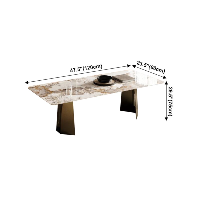 Rectangle Traditional Luxury Table Sintered Stone Table with Gold Double Pedestal Clearhalo ' dining_table' 'Dining Tables & Seating' 'Dining Tables' 'furn' 'furn_dining_table' 'Furniture' 'furniture_dining_table' 'Kitchen & Dining Furniture' 'kitchen&dining_furn' 'kitchen' 'kitchen_dining_table' 1200x1200_b7f13a76-2523-48ef-88e2-aba7d0cda8b4