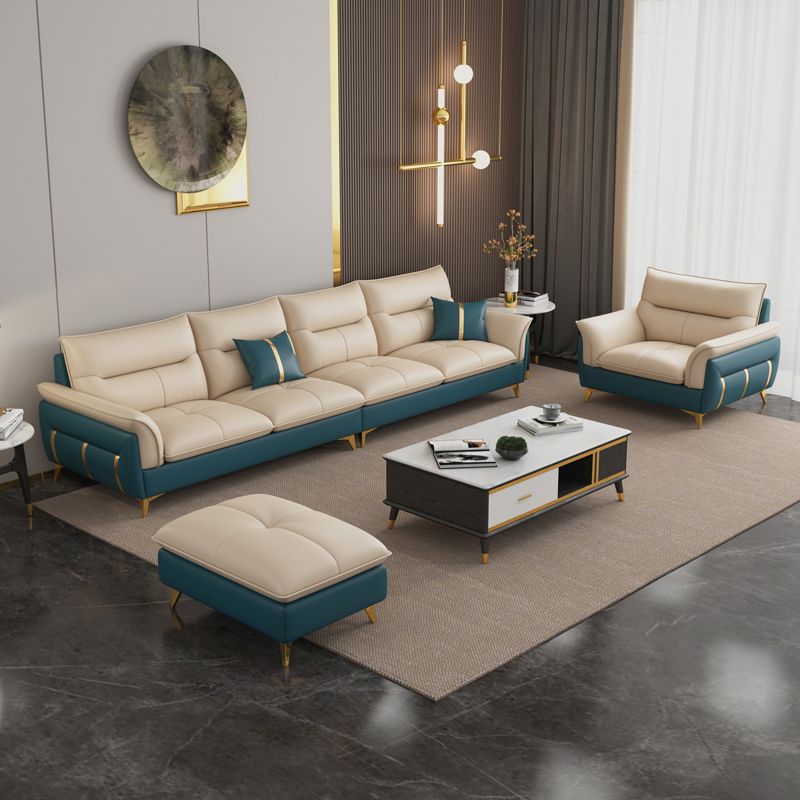 Divano sezionale in pelle autentica da 35,82 "divano ad alta crema con cuscino