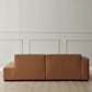 Contemporary Stationary Faux Leather Living Room Square Arm Sofa