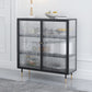 Contemporary Curio Cabinet Glass Doors Metal Storage Cabinet for Living Room