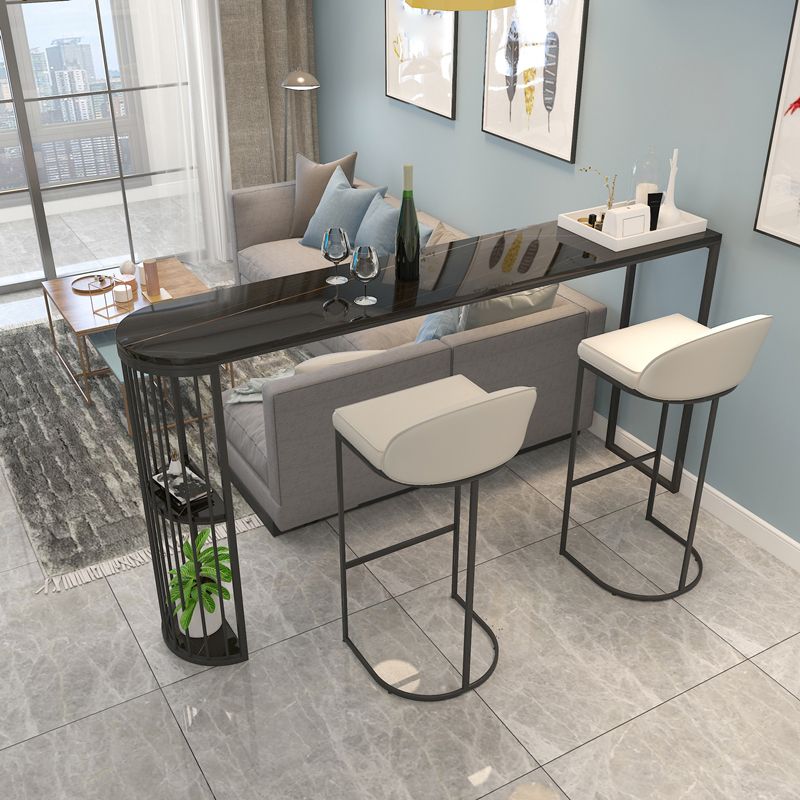 Stone Bar Dining Table Modern Bar Table with Double Pedestal for Balcony Living Room Clearhalo 'Bar Furniture' 'Bar Tables' 'bar_tables' 'furn' 'furn_bar_tables' 'Furniture' 'Kitchen & Dining Furniture' 1200x1200_b7f3f457-96e9-4540-b47b-131184b5749d