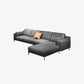 Square Arm Grey Pillowed Back Cushions Splayed Wooden Legs Sofa Clearhalo 'furn' 'furn_sectionals' 'Furniture' 'furniture_sectionals' 'kitchen' 'kitchen_sectionals' 'Living Room Furniture' 'Sectionals' 1200x1200_b7f4ee28-138d-42a7-b1d8-3748abe2e0de