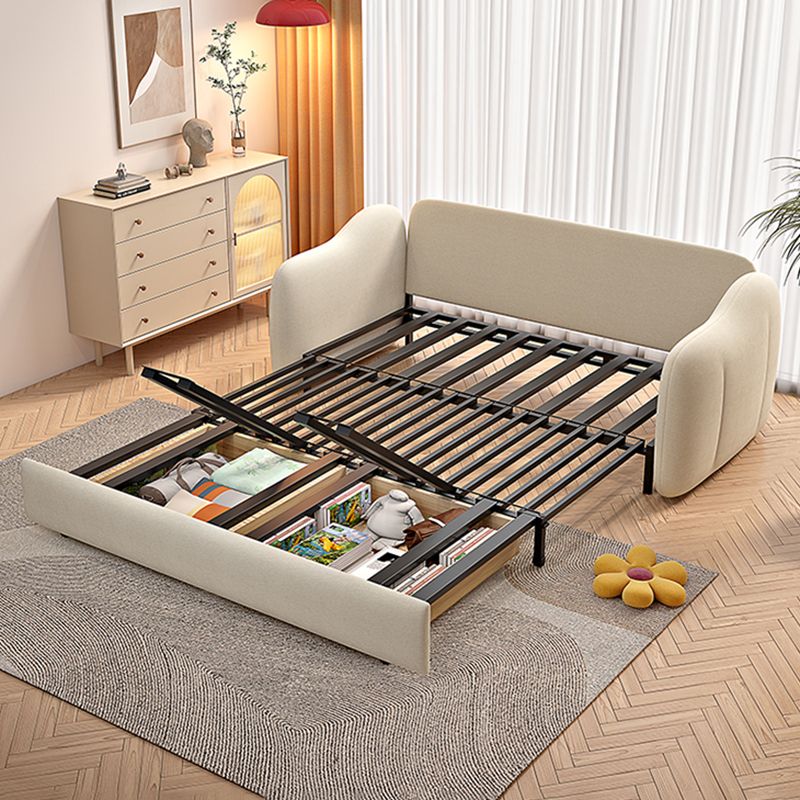 Beige Modern Slipcovered Sofa Bed Sloped Arm Sofa with Storage Clearhalo 'furn' 'furn_sofas' 'Furniture' 'Living Room Furniture' 'Sofa' 'sofas' 1200x1200_b7f5369c-34d1-4976-abcd-b55f6c11ea44