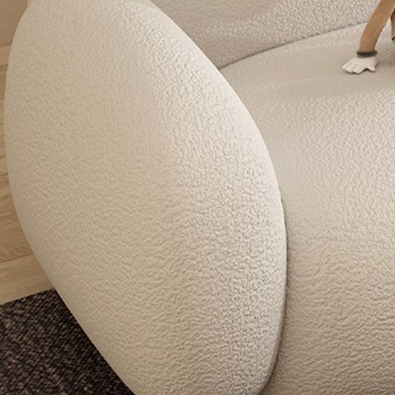 Modern Rolled Arm Sofa White Velvet Sofa for Living Room, Apartment