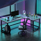 Black and Natural Gaming Desk Ergonomic Industria Wood Computer Desk L with Metal Legs Clearhalo 'furn' 'furn_office_desk' 'Furniture' 'Office Desks' 'Office Furniture' 'office_desk' 1200x1200_b7f72207-a9c2-4d6c-b388-5ffe752ff3de