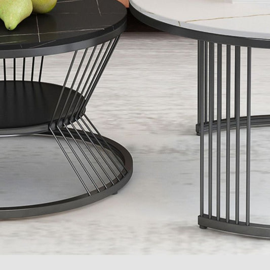 Tavolino in ardesia tavolino da caffè rotondo set per soggiorno