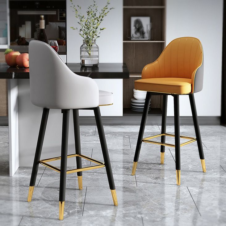 Contemporary Home Leather Stool Matte Finish Footrest Armed Stool Clearhalo 'Bar Furniture' 'Bar Stools' 'bar_stools' 'furn' 'furn_bar_stools' 'Furniture' 'furniture_bar_stools' 'Kitchen & Dining Furniture' 1200x1200_b7fb573c-59d3-487a-a84a-5a230bc9ecdf