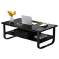 Tavolino rettangolare moderno con doppio piedistallo in legno, 39,4"/47,2"
