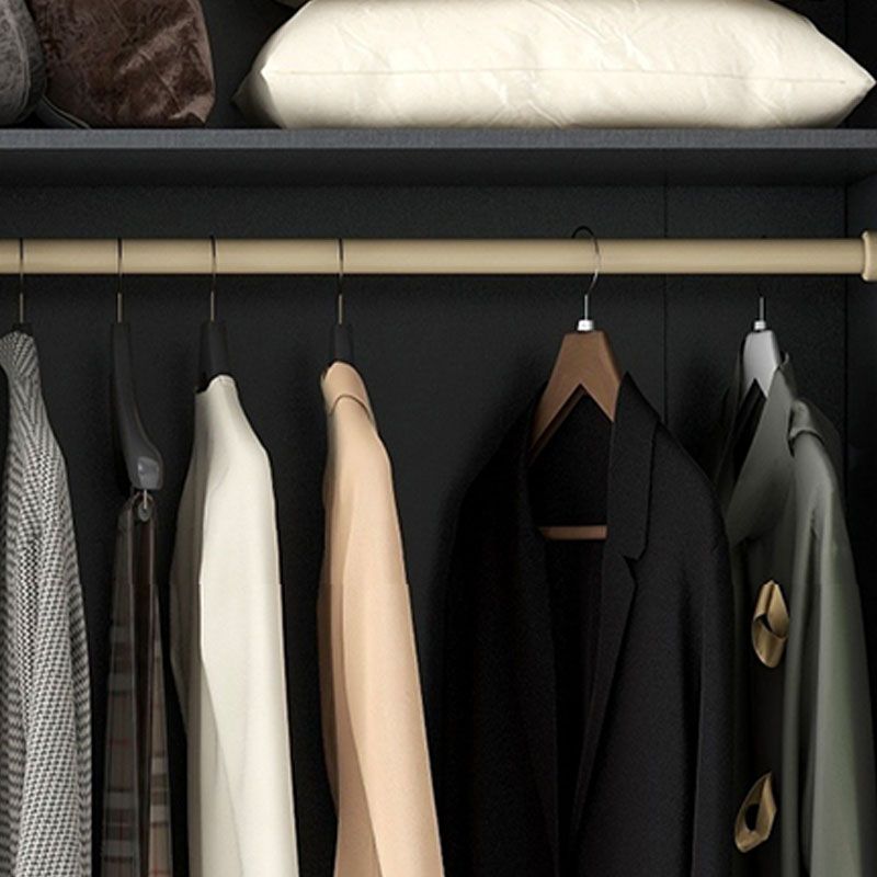 Black Wardrobe for Home Modern Style Cabinet with Glass Doors Clearhalo 'Armoires & Wardrobes' 'armoires_wardrobes' 'Bedroom Furniture' 'furn' 'furn_armoires_wardrobes' 'Furniture' 1200x1200_b7fcba51-b5fe-4e07-8f91-299b55211ef4