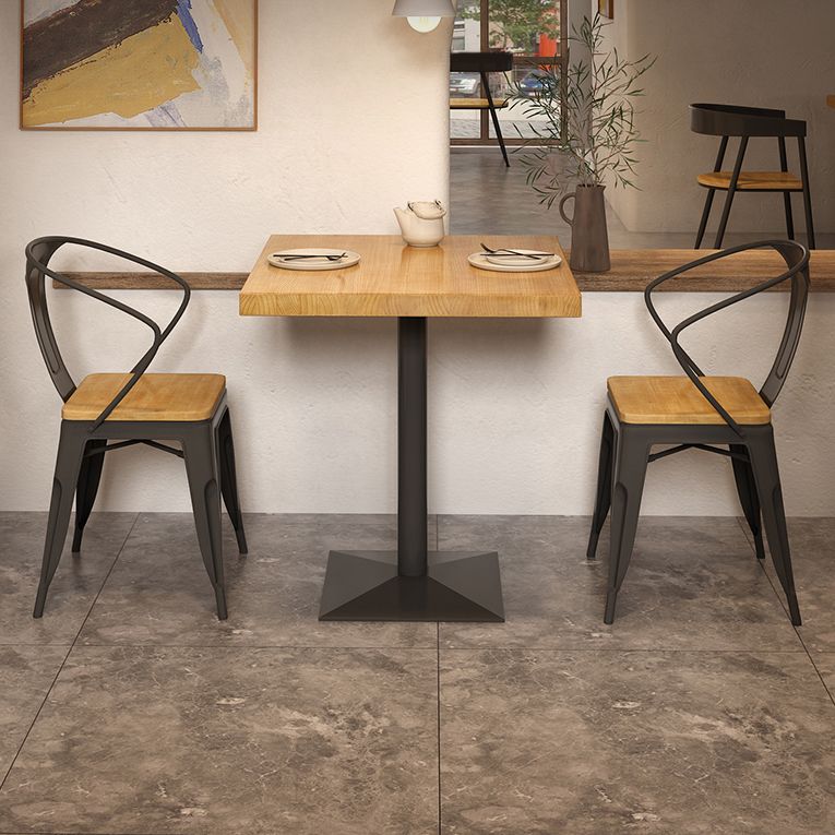 Industrial Solid Wood Dining Table Brown Square Table with Metal Base for Dinning Room Clearhalo ' dining_table' 'Dining Tables & Seating' 'Dining Tables' 'furn' 'furn_dining_table' 'Furniture' 'furniture_dining_table' 'Kitchen & Dining Furniture' 'kitchen&dining_furn' 'kitchen' 'kitchen_dining_table' 1200x1200_b7fcba94-e353-4a73-ad2b-af05f6ab0e85
