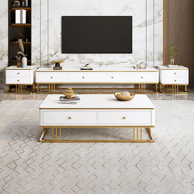 Glamstil Stone TV stehen schwarz -weiß -Fernsehschrank mit Schubladen