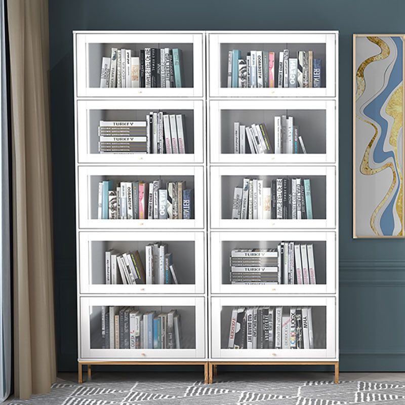 Glam Closed Back Standard Bookcase Manufactured Wood Bookcase with Glass Doors Clearhalo 'Bookcases' 'furn' 'furn_bookcases' 'Furniture' 'furniture_bookcases' 'kitchen' 'kitchen_bookcases' 'Living Room Furniture' 'Office Furniture' 1200x1200_b8019055-a5f7-46f6-908d-5aca5bd3791f
