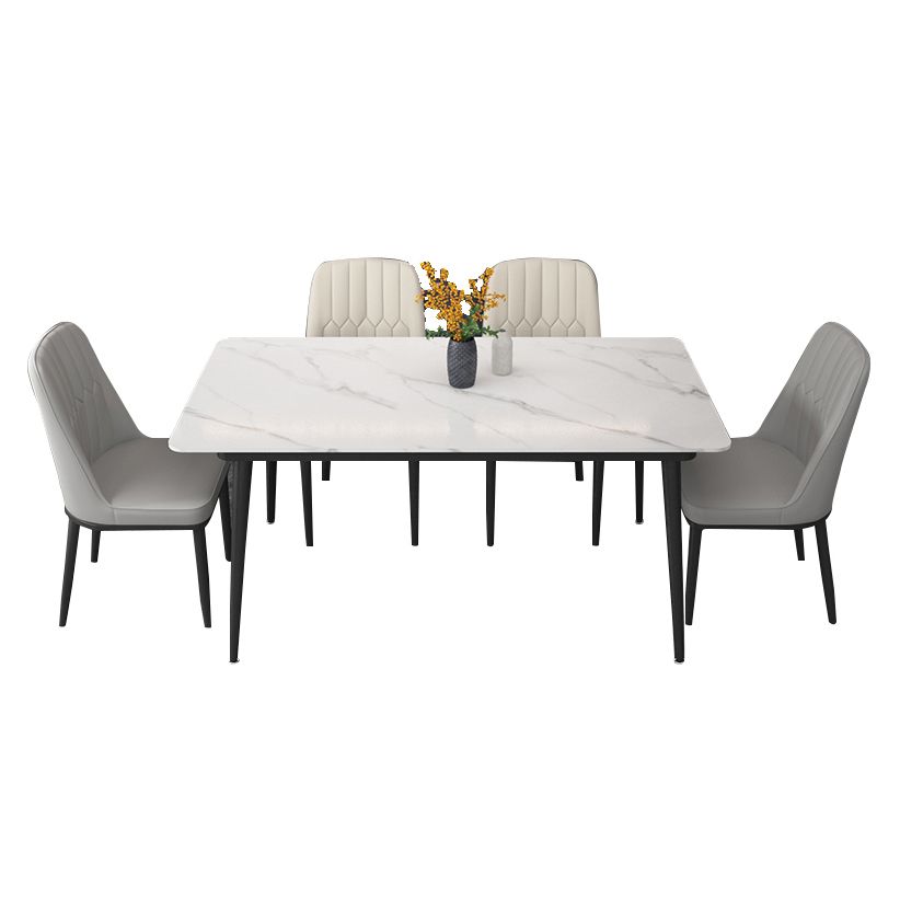 Fixed Sintered Stone Top Dining Furniture with 4 Legs Base Dining Table Sets for Home Clearhalo 'Dining Room Sets' 'Dining Tables & Seating' 'dining_room_set' 'Furniture' 'furniture_dining_room_set' 'Kitchen & Dining Furniture' 'kitchen&dining_furn' 'kitchen' 1200x1200_b802add7-222f-44f6-b6cb-063d3dee9ae3