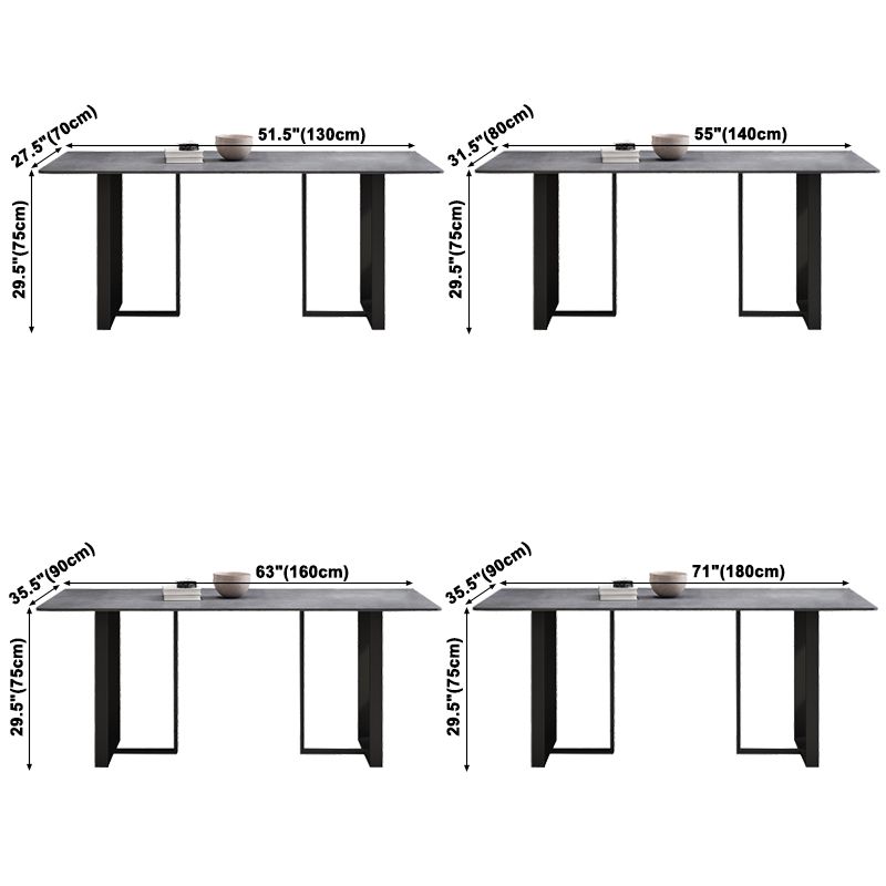 Simplicity Style Table Sintered Stone Rectangle Double Pedestal Base Dining Table for Home Clearhalo ' dining_table' 'Dining Tables & Seating' 'Dining Tables' 'furn' 'furn_dining_table' 'Furniture' 'furniture_dining_table' 'Kitchen & Dining Furniture' 'kitchen&dining_furn' 'kitchen' 'kitchen_dining_table' 1200x1200_b802d760-a36d-4be8-89e8-16e216462fb9