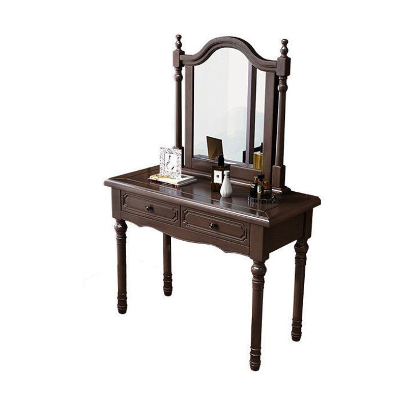 Victorian Dressing Table with 2-Drawers and Mirror Make-up Vanity