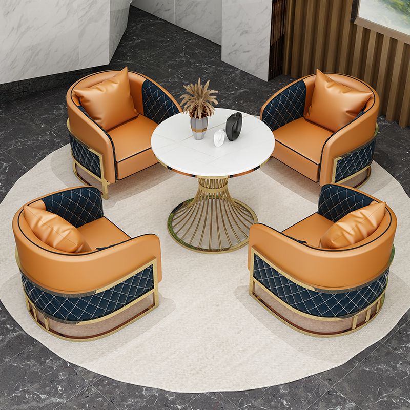 Round Sintered Stone Two-Color Dining Table Glam Pedestal Table for Dining Room Clearhalo ' dining_table' 'Dining Tables & Seating' 'Dining Tables' 'furn' 'furn_dining_table' 'Furniture' 'furniture_dining_table' 'Kitchen & Dining Furniture' 'kitchen&dining_furn' 'kitchen' 'kitchen_dining_table' 1200x1200_b803e3a1-d209-40a4-af0a-15c81b33df45