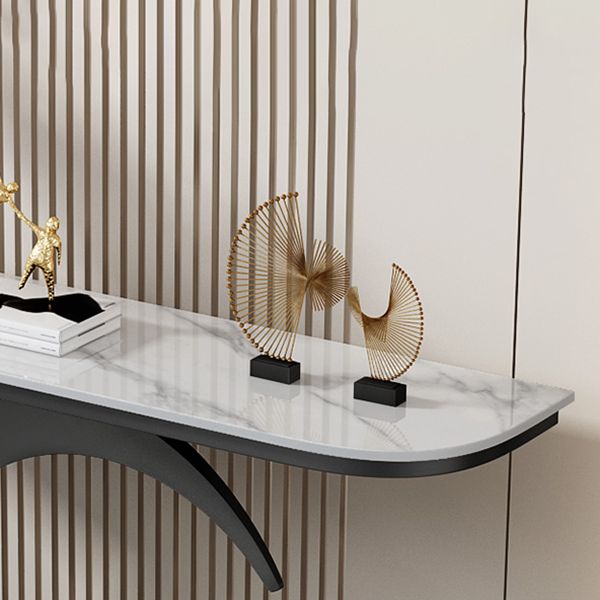 Mesa de consola resistente a las manchas con base de pedestal de hierro y tapa de piedra