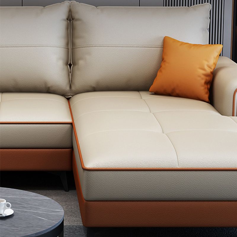 Faux Leather Modern Recessed Arm Sofa 134.6*66.9*38.2 Loose Back Sofa & Chaise Clearhalo 'furn' 'furn_sectionals' 'Furniture' 'furniture_sectionals' 'Living Room Furniture' 'Sectionals' 1200x1200_b803fae5-accb-4e33-b2ed-8fa72d99ef80