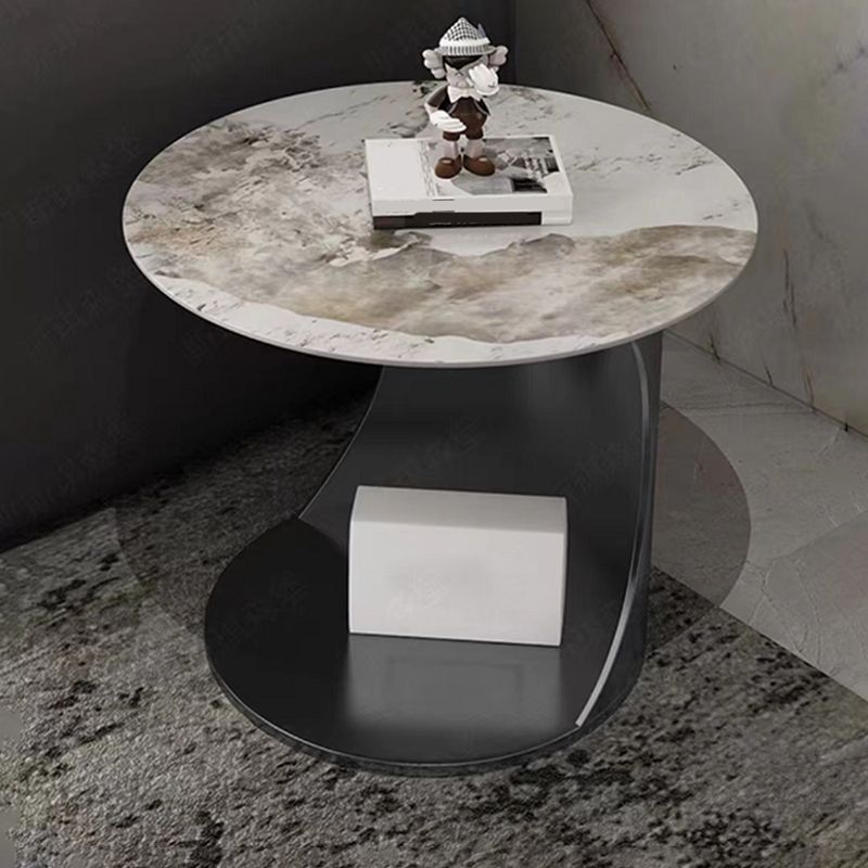 Tavolino contemporaneo di pietra rotonda in acciaio tavolino astratto